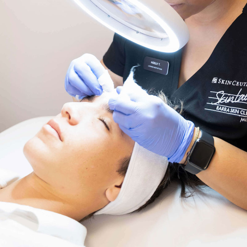 client getting a facial