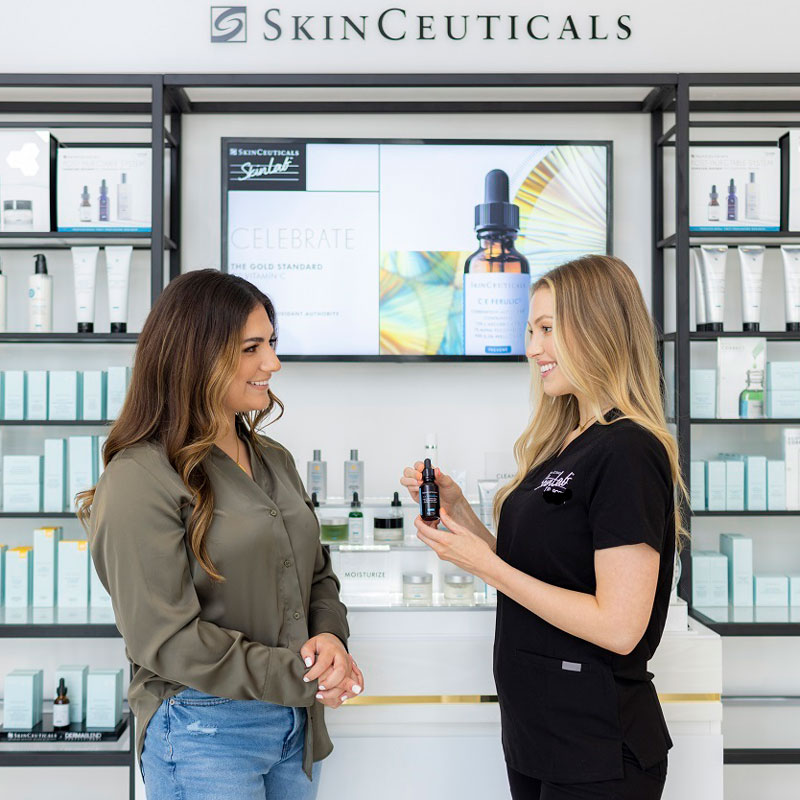 people in skin store